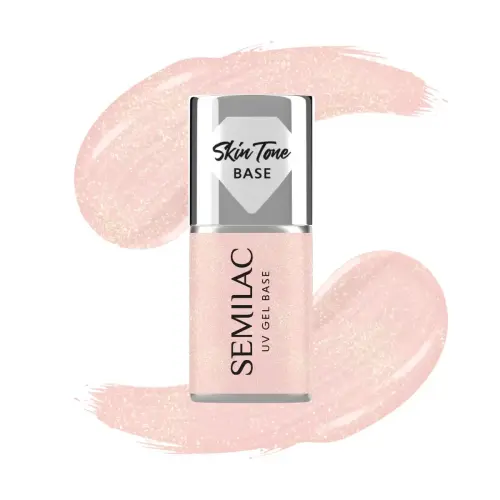 Semilac Baza do Lakierów Hybrydowych Skin Tone Cover Base Glitter Peach 7 ml
