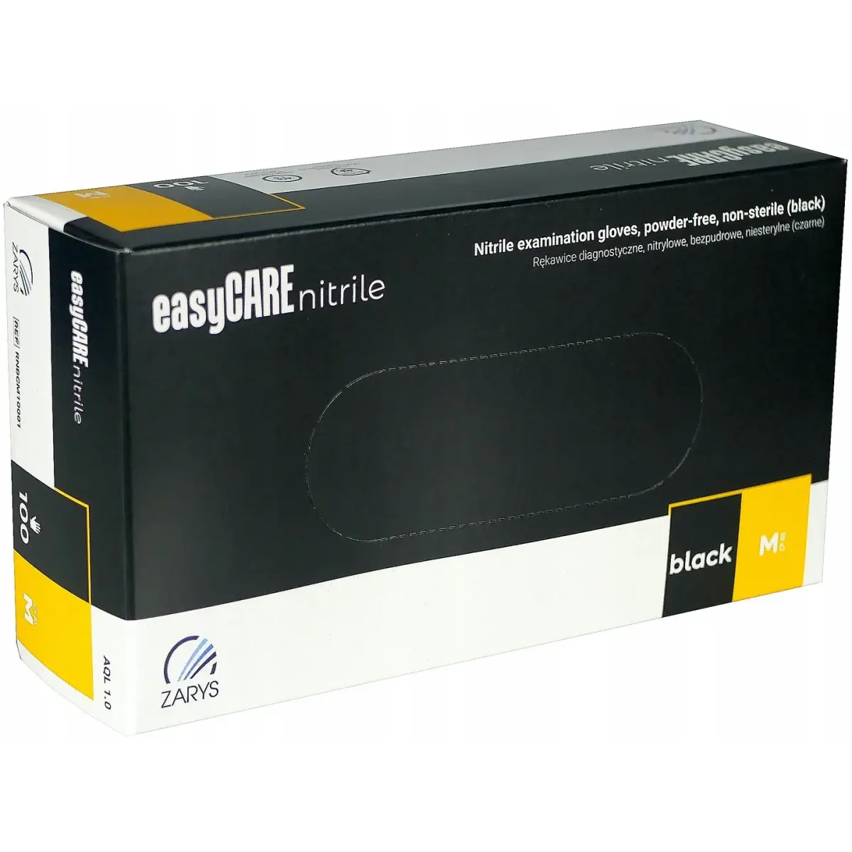 Rękawiczki nitrylowe Czarne M 100sztuk Easycare Zarys