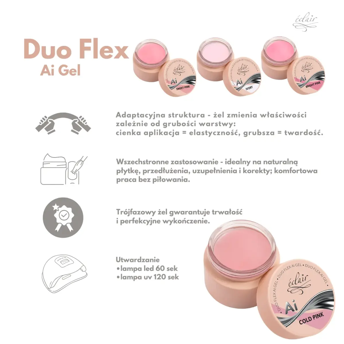 Duo Flex AI Gel SWEET PINK - żel budujący do paznokci 50g