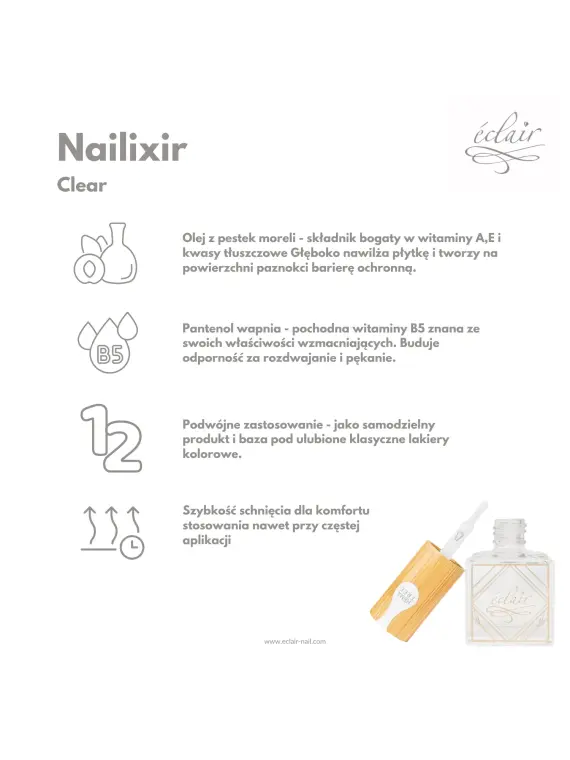 Nailixir CLEAR 10ml - bezbarwna odżywka do paznokci w lakierze