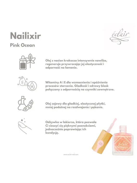 Nailixir PINK OCEAN 10ml - odżywka do paznokci w lakierze