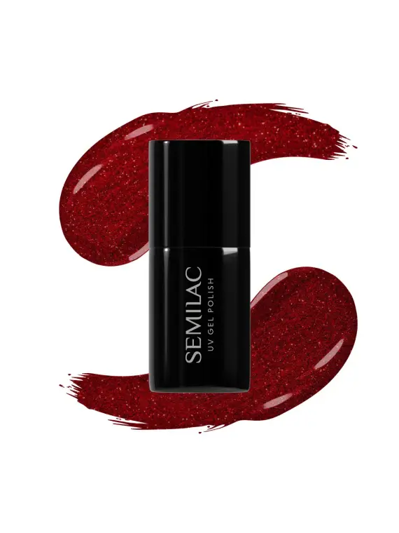 Semilac - lakier hybrydowy 347 Pretty Red Glitter 7ml