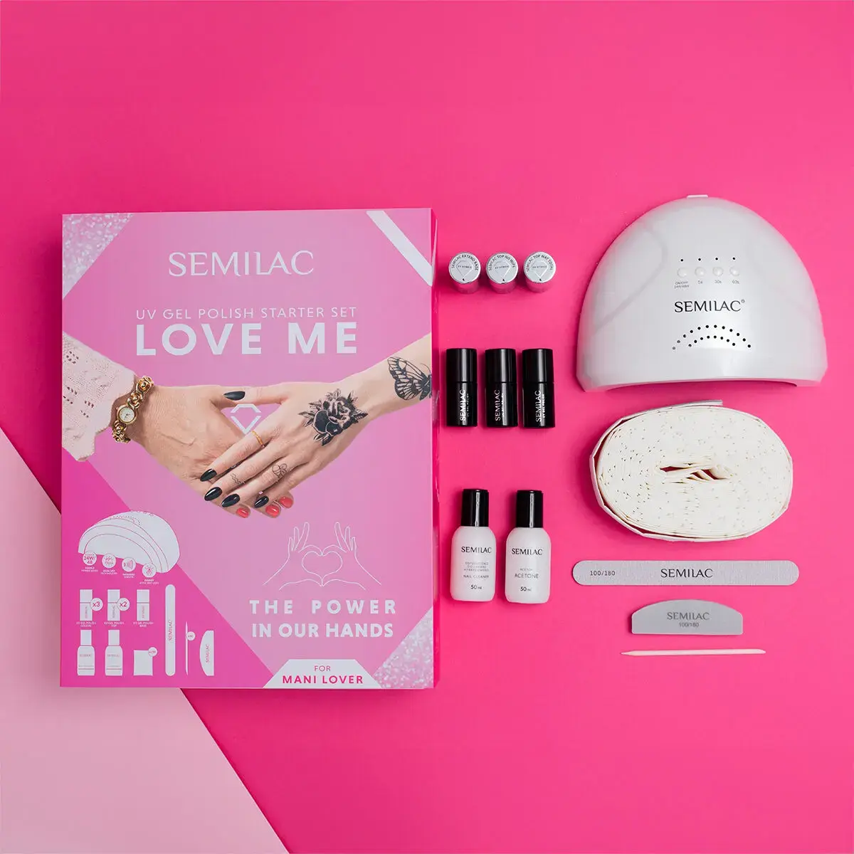 Semilac Zestaw do hybryd LOVE ME 24W/48 UV LED