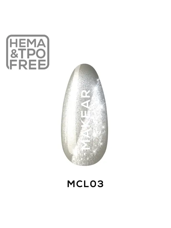 MCL03 Silver Purr - Lakier Hybrydowy Makear Cat Eye 8ml