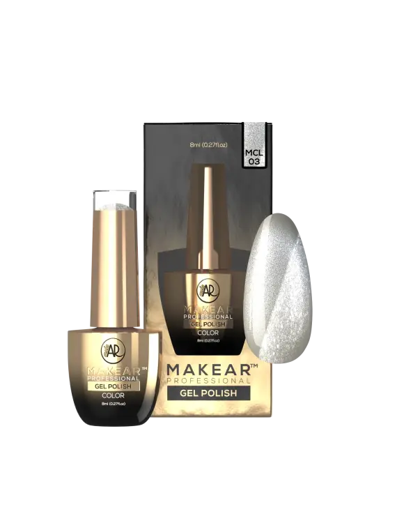 MCL03 Silver Purr - Lakier Hybrydowy Makear Cat Eye 8ml