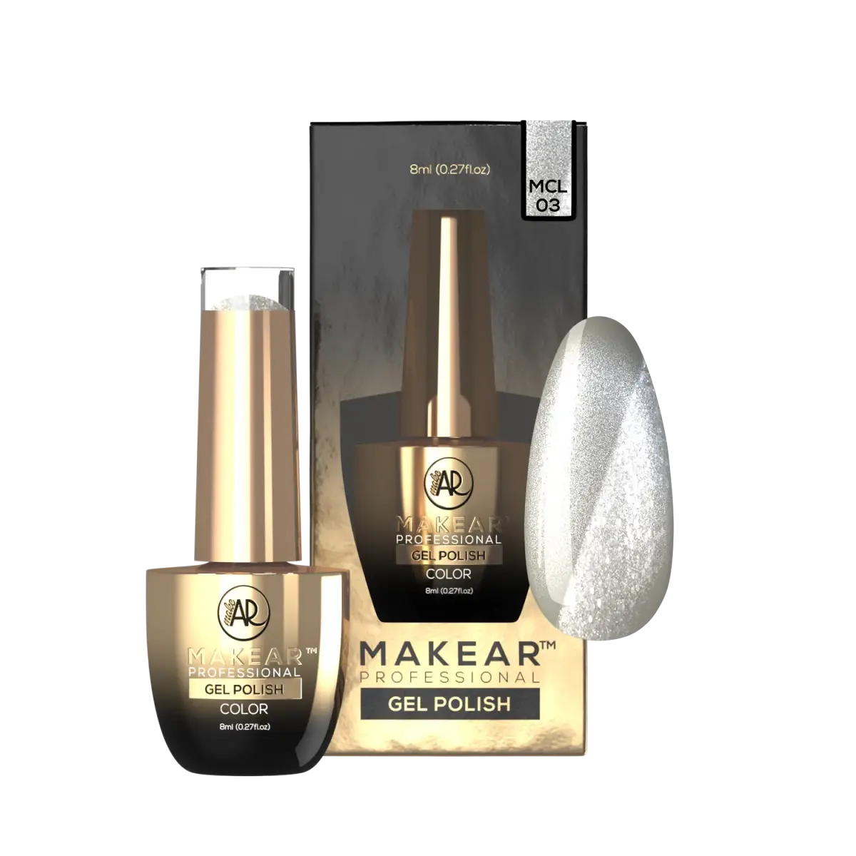 MCL03 Silver Purr - Lakier Hybrydowy Makear Cat Eye 8ml